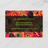 Rood & Groen Retro Bloemen Collage Visitekaartje (Achterkant)