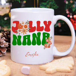 Rood & Groen Retro Jolly Nana Aangepaste Naam Kers Mok