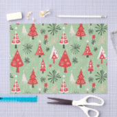 Rood Groen Retro Kerstbomen Tissuepapier (Craft)