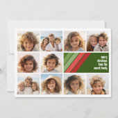 Rood Groen Retro Strepen - 10 Fotocollage Feestdagenkaart (Voorkant)