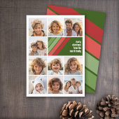 Rood Groen Retro Strepen - 10 Fotocollage Feestdagenkaart