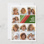 Rood Groen Retro Strepen - 10 Fotocollage Feestdagenkaart (Voorkant)