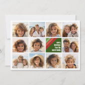 Rood Groen Retro Strepen - 11 Fotocollage Feestdagenkaart (Voorkant)