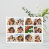 Rood Groen Retro Strepen - 11 Fotocollage Feestdagenkaart (Staand voorkant)