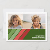 Rood Groen Retro Strepen - 2 Fotocollage Feestdagenkaart (Voorkant)