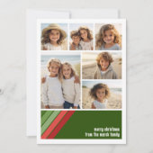 Rood Groen Retro Strepen - 6 Fotocollage Feestdagenkaart (Voorkant)