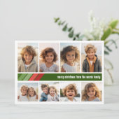 Rood Groen Retro Strepen - 8 Fotocollage Feestdagenkaart (Staand voorkant)