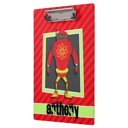 Rood & Groen Robot; Scarlet Red Stripes Klembord (Links)