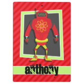 Rood & Groen Robot; Scarlet Red Stripes Klembord (Achterkant)