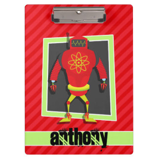 Rood & Groen Robot; Scarlet Red Stripes Klembord