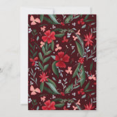 Rood groen rode floraal patroon met kerstrood kaart (Achterkant)