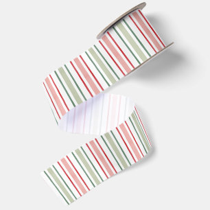 Rood Groen Roze Aquarel Strepen Kerstmis Satijnen Lint