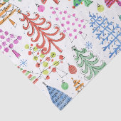 Rood groen roze blauw patroon met rode kerstbomen tissuepapier (Detail)