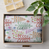 Rood groen roze blauw patroon met rode kerstbomen tissuepapier (Geschenk)