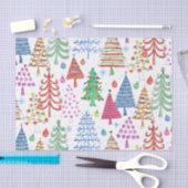 Rood groen roze blauw patroon met rode kerstbomen tissuepapier (Craft)