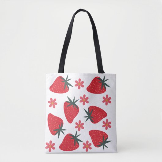 Rood Groen Roze Eenvoudige Aardbeien Canvas tas (Voorkant)
