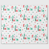 Rood Groen Roze Fa La La La Kerst Inpakpapier (Vlak)