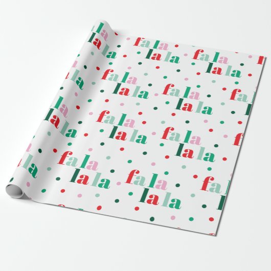 Rood Groen Roze Fa La La La Kerst Inpakpapier (Uitgerold)