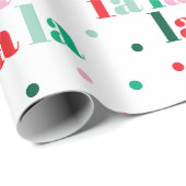 Rood Groen Roze Fa La La La Kerst Inpakpapier (Rol Hoek)