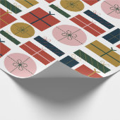 Rood Groen Roze Geometrische Stijl in Kerstmis Cadeaupapier (Hoek)