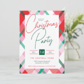 Rood groen roze geplakt kerstfeest kaart (Staand voorkant)