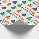 Rood Groen Roze Handgetekende Stijl in Kerstmis Cadeaupapier (Hoek)