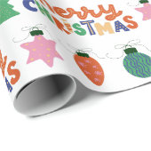 Rood Groen Roze Handgetekende Stijl in Kerstmis Cadeaupapier (Rol Hoek)