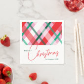 Rood Groen Roze Kerst Geplaagd Papier Servet (Insitu)