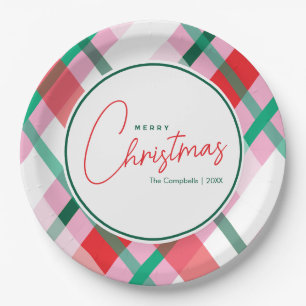 Rood Groen Roze Kerst Plaid Papier Bord