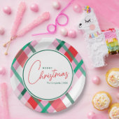Rood Groen Roze Kerst Plaid Papier Bord (Feest)