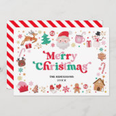 Rood Groen Roze Kerstman Vrolijke Kerstwinter Feestdagenkaart (Voorkant / Achterkant)