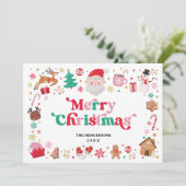 Rood Groen Roze Kerstman Vrolijke Kerstwinter Feestdagenkaart (Staand voorkant)