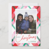 Rood Groen Roze Kerstmis Geplaagd Fotokaart Feestdagenkaart (Voorkant)