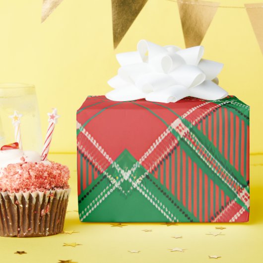 Rood groen ruitpatroon cadeaupapier (Verjaardagsfeest)