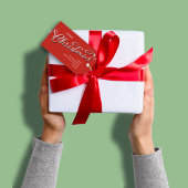 Rood Groen Rustiek Vrolijk Kerstmis Custom Cadeaulabel