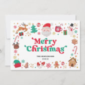 Rood Groen Santa Vrolijk Kerstfeest Winter Wonderl Feestdagenkaart (Voorkant)