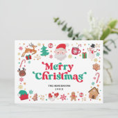 Rood Groen Santa Vrolijk Kerstfeest Winter Wonderl Feestdagenkaart (Staand voorkant)