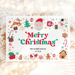 Rood Groen Santa Vrolijk Kerstfeest Winter Wonderl Feestdagenkaart<br><div class="desc">Vier de magie van de feestdagen met deze betoverende kerstkaart,  een kleine maar betekenisvolle manier om uw beste wensen en feestelijke geest over te brengen aan uw geliefden. Deze kaart heeft een prachtige en speelse illustratie van geliefde kerstelementen,  prachtig weergegeven in een hartverwarmend palet van rood,  groen en wit.</div>