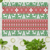 Rood & Groen Scandinavische Winter Kerstmis Theedoek (Gevouwen)