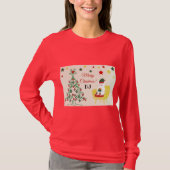 Rood Groen Schattige Beer Monogram Moderne Kerst T-shirt (Voorkant)