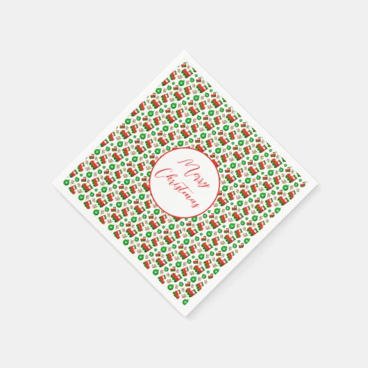 Rood Groen Schattige Kerst Feestelijke Leuke Vakan Servet (Hoek)