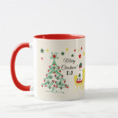 Rood Groen Script Star Tree Modern Merry Christmas Mok (Links)