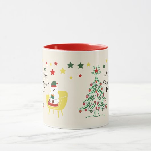 Rood Groen Script Star Tree Modern Merry Christmas Mok (Midden)