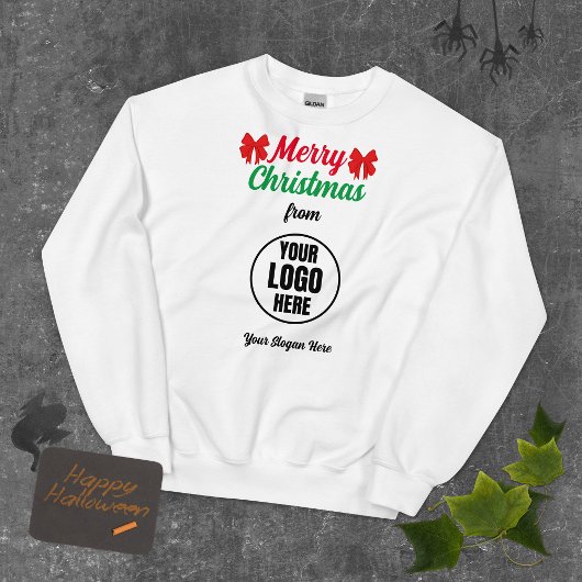 Rood & Groen Script Vrolijke Kerstboog Logo Slogan Trui