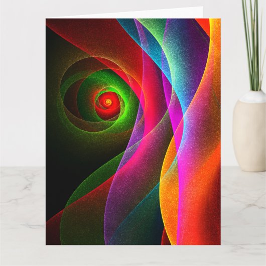 Rood Groen Sinaasappel Modern Abstract Kunstpatroo Bedankkaart (Voorkant)