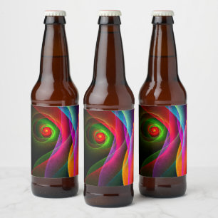 Rood Groen Sinaasappel Modern Abstract Kunstpatroo Bier Etiket