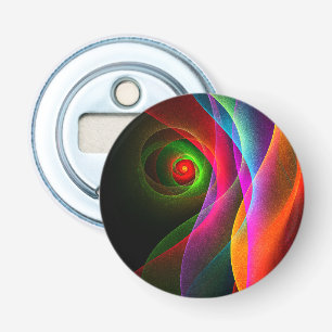 Rood Groen Sinaasappel Modern Abstract Kunstpatroo Button Flesopener
