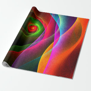 Rood Groen Sinaasappel Modern Abstract Kunstpatroo Cadeaupapier