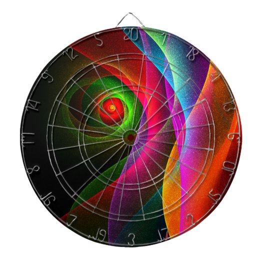 Rood Groen Sinaasappel Modern Abstract Kunstpatroo Dartbord (Voorkant)
