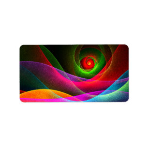 Rood Groen Sinaasappel Modern Abstract Kunstpatroo Etiket